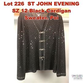 Lot 226 ST JOHN EVENING SZ 12 Black Cardigan Sweater. Poi