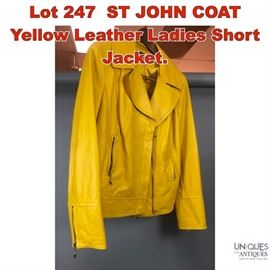 Lot 247 ST JOHN COAT Yellow Leather Ladies Short Jacket.