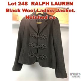 Lot 248 RALPH LAUREN Black Wool Ladies Jacket. Notched co