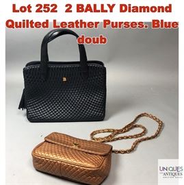 Lot 252 2 BALLY Diamond Quilted Leather Purses. Blue doub