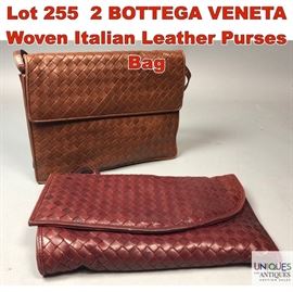 Lot 255 2 BOTTEGA VENETA Woven Italian Leather Purses Bag