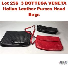 Lot 256 3 BOTTEGA VENETA Italian Leather Purses Hand Bags