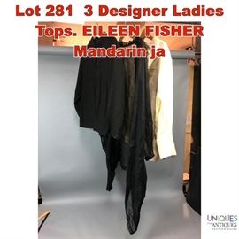 Lot 281 3 Designer Ladies Tops. EILEEN FISHER Mandarin ja