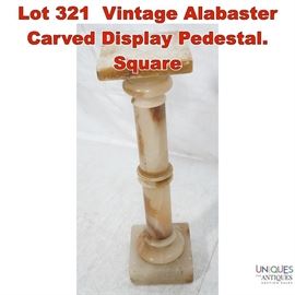 Lot 321 Vintage Alabaster Carved Display Pedestal. Square