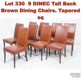 Lot 330 9 DINEC Tall Back Brown Dining Chairs. Tapered sq