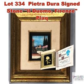 Lot 334 Pietra Dura Signed Stone