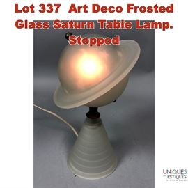 Lot 337 Art Deco Frosted Glass Saturn Table Lamp. Stepped