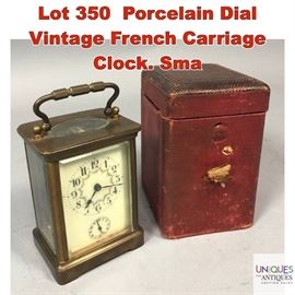 Lot 350 Porcelain Dial Vintage French Carriage Clock. Sma