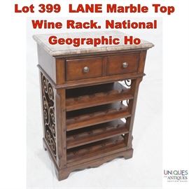 Lot 399 LANE Marble Top Wine Rack. National Geographic Ho