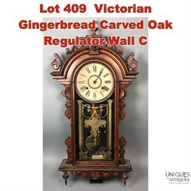 Lot 409 Victorian Gingerbread Carved Oak Regulator Wall C