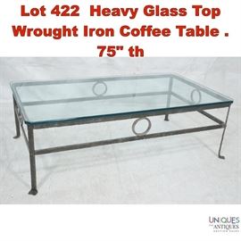 Lot 422 Heavy Glass Top Wrought Iron Coffee Table