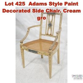 Lot 425 Adams Style Paint Decorated Side Chair. Cream gro
