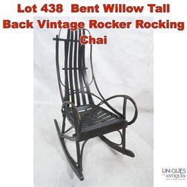 Lot 438 Bent Willow Tall Back Vintage Rocker Rocking Chai