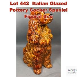 Lot 442 Italian Glazed Pottery Cocker Spaniel Figural Scu