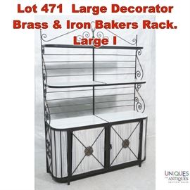 Lot 471 Large Decorator Brass Iron Bakers Rack. Large I