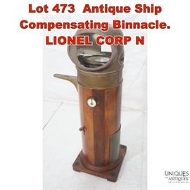 Lot 473 Antique Ship Compensating Binnacle. LIONEL CORP N