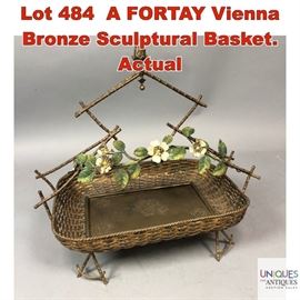 Lot 484 A FORTAY Vienna Bronze Sculptural Basket. Actual