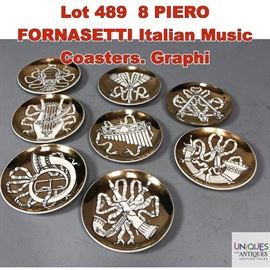 Lot 489 8 PIERO FORNASETTI Italian Music Coasters. Graphi