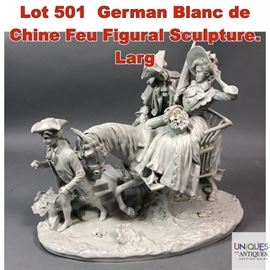 Lot 501 German Blanc de Chine Feu Figural Sculpture. Larg