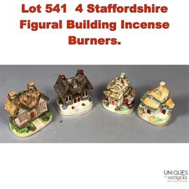 Lot 541 4 Staffordshire Figural Building Incense Burners.
