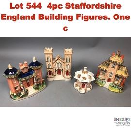 Lot 544 4pc Staffordshire England Building Figures. One c