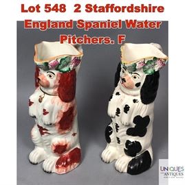 Lot 548 2 Staffordshire England Spaniel Water Pitchers. F