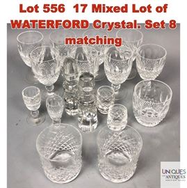 Lot 556 17 Mixed Lot of WATERFORD Crystal. Set 8 matching