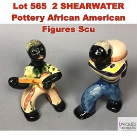 Lot 565 2 SHEARWATER Pottery African American Figures Scu
