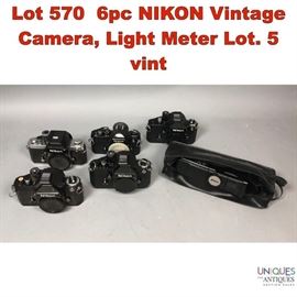 Lot 570 6pc NIKON Vintage Camera, Light Meter Lot. 5 vint