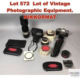 Lot 572 Lot of Vintage Photographic Equipment. NIKKORMAT