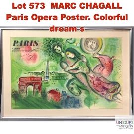 Lot 573 MARC CHAGALL Paris Opera Poster. Colorful dream s