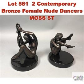 Lot 581 2 Contemporary Bronze Female Nude Dancers MOSS ST