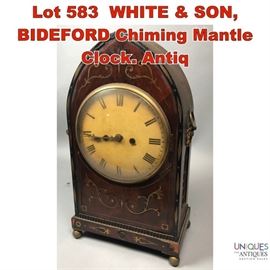 Lot 583 WHITE SON, BIDEFORD Chiming Mantle Clock. Antiq