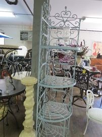 Vintage etagere with glass shelves.  Original condition