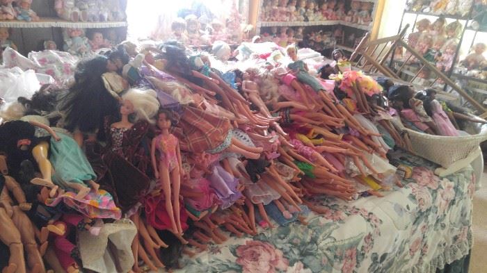 Hundreds of Barbie dolls