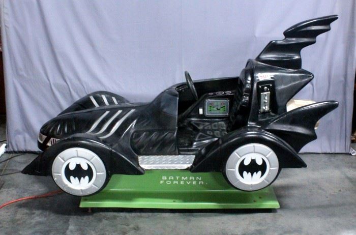 1995 Kiddie's Batman Forever Batmobile Coin Operated Kiddie Ride, Model Batmobile, SN# 10403, 85"L x 34"W x 49"H, Works
