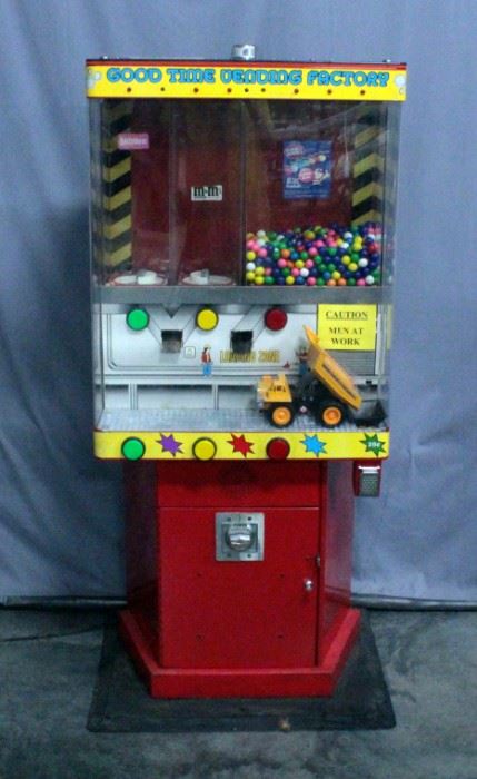 Good Time Vending Factory Coin Operated Electronic Dump Truck Candy Vending Machine, Dump Truck Dumps Candy, 29.5"W x 68"H x 15"D, Works