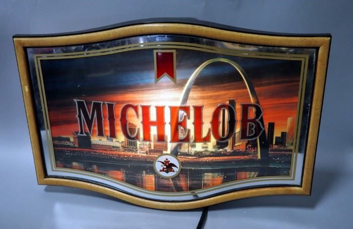 1987 Anheuser Busch Michelob St. Louis Arch Lighted Bar Sign, #313-510, 24"W x 16"H, Works