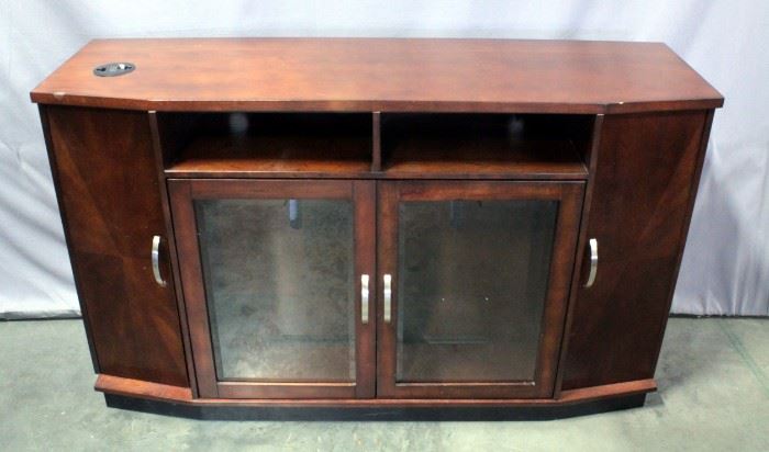 Television/Entertainment Center With Four Doors, Two Glass, Integrated Plug Ins, 60"W x 36"H x 18"D