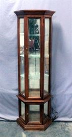 Mirrored, Lighted Curio Cabinet With Four Shelves And Two Doors, 24.5"W x 70.5"H x 11"D