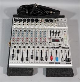 Behringer Eurorack UB 1222FX Pro 16 Input Mic/Line Mixer, Mounted to Custom Case And 2 Mic Cables, Powers Up