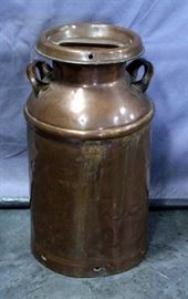 Superior Brand Copper Milk Can Marked Issaquah (WA) And Superior, 25"H x Bottom Dia 12.5"
