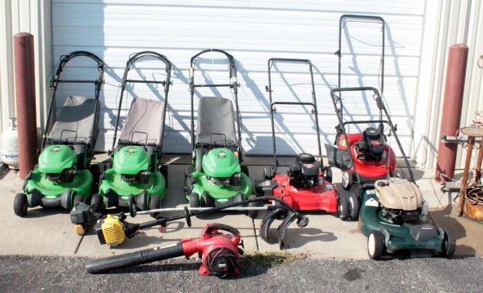 Hobby/Parts Lawn Lot- Lawn Mowers, Qty 6, Lawn-Boy (3), Yard Machines (2), & Craftsman, Not Running, Bolen & Craftsman String Trimmers, More