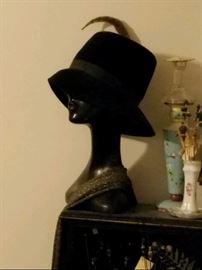 Vintage hats and hat pin holders
