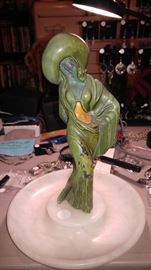 Unusual marble base statue beautiful lady with no face