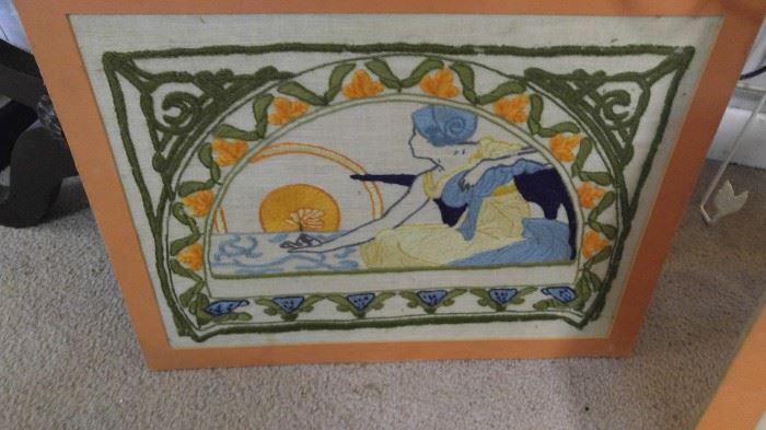 Vintage needlepoint art nouveau pictures