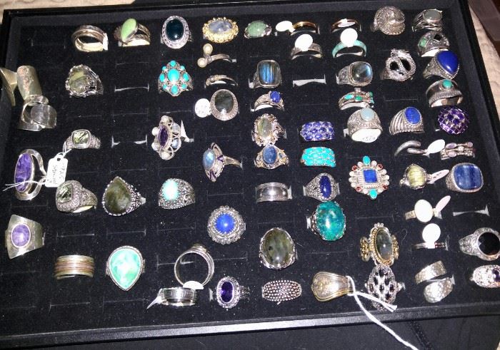 Massive collection of designer sterling silver jewelry gemstones Sleeping Beauty turquoise and more if QVC HSN or evine made it it is here