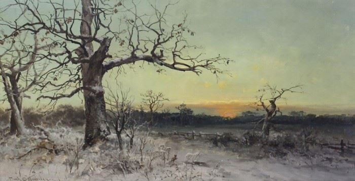 BROMLEY Frank C Oil on Canvas Winter Landscape