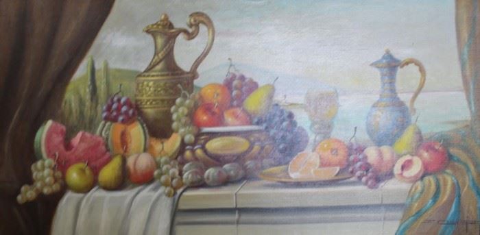 COLLAZZI J Oil on Canvas Still Life with Fruit