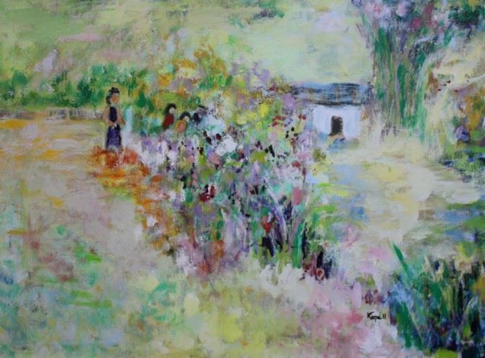 KOPELL Oil on Canvas Floral Pasture